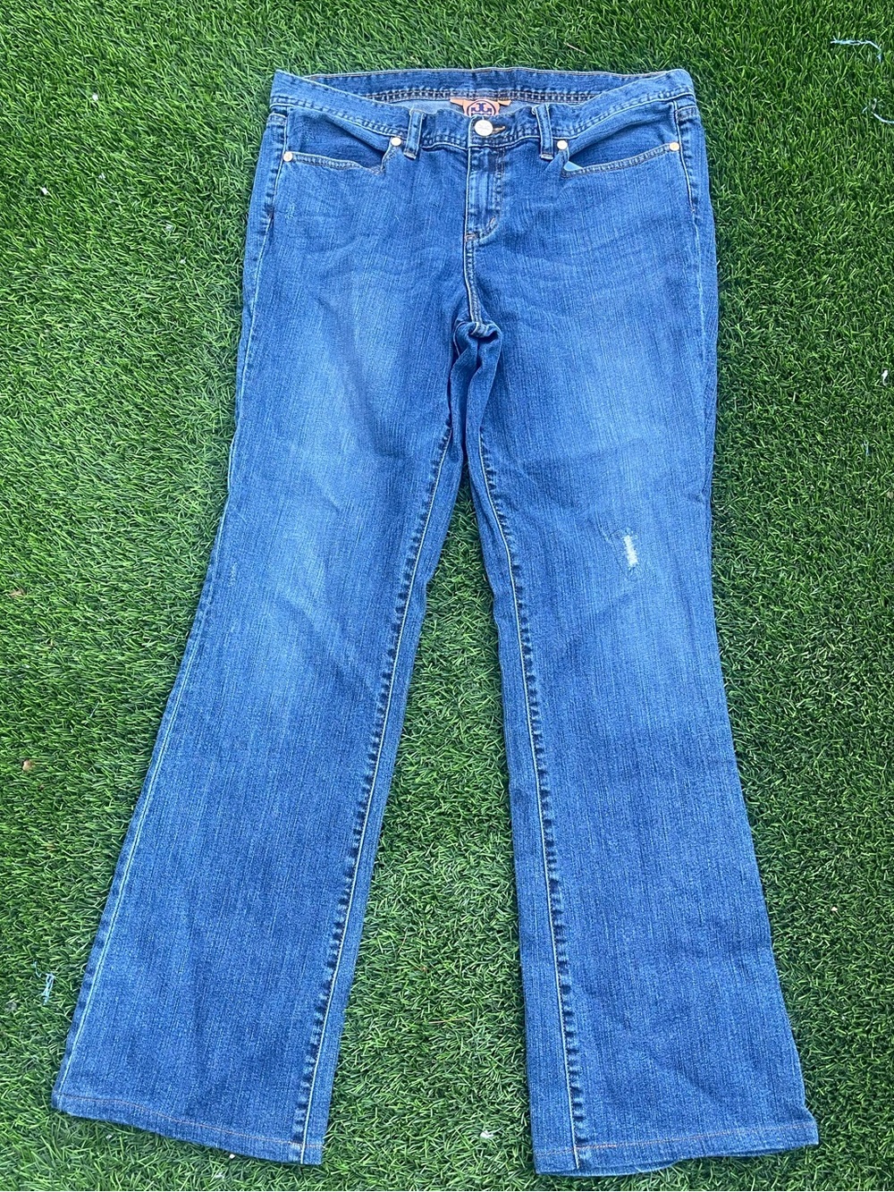 Tory Burch Classic Bootcut Jeans Medium Wash Blue Denim Size 32